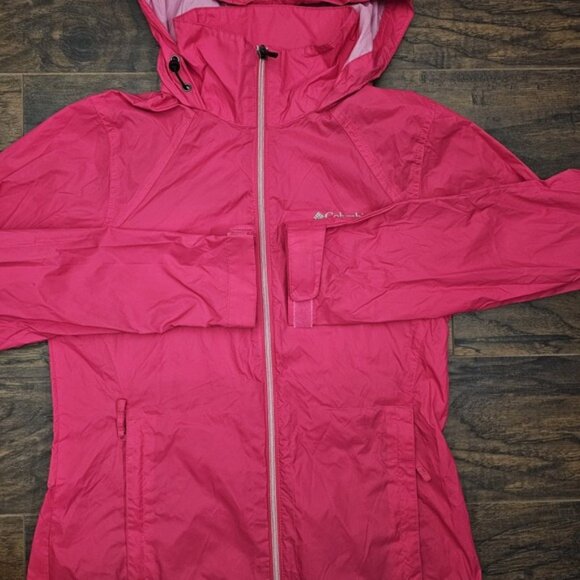 Columbia Windbreaker Jacket Women's Small Pink 100% Nylon W/Hideaway Hood - Picture 3 of 11